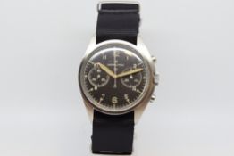 Gentlemen's Military Hamilton 'Crows Foot' Vintage Chronograph, circular black dial marked with '