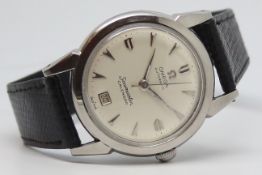 Gents Omega Seamaster Automatic Calendar Vintage Wristwatch, circular centre second dial with dagger
