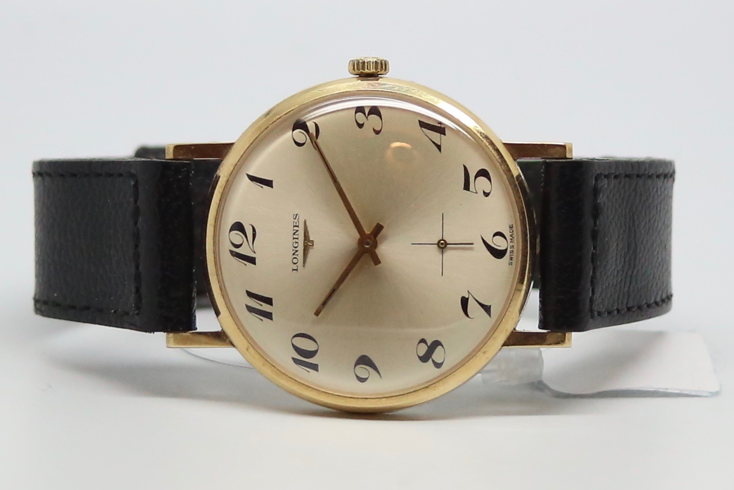 Gentleman's Longines Gold Vintage Wristwatch, circular dial with interesting arabic numerals with - Image 3 of 4