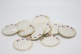 A quantity of 12x Golden Jubilee silver coins, red, white and blue enamel, Falkland Islands, 50