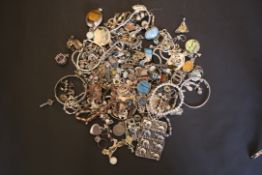A quantity of mostly gem set silver jewellery, weighing approximately 970g gross