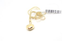 9ct gold heart pendant on an integrated fancy link chain, weighing approximately 3.0g