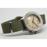 Gentleman's Longines Weems Military Vintage Wristwatch, circular cream dial with arabic hour hour