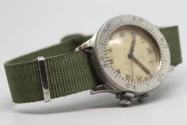 Gentleman's Longines Weems Military Vintage Wristwatch, circular cream dial with arabic hour hour