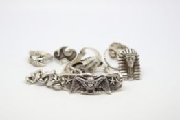 A quantity of mostly silver jewellery including scull rings, tribal and fantasy rings, Zoe Coste