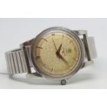 Gentlemen's Oversized Omega Seamaster Vintage Wristwatch, circular aged dial with both gold baton