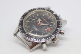 Gentlemen's Nivada Grenchen chronograph aviator sea diver wrist watch, black dial with luminous