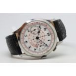 Gentleman's Oversized Military Stainless steel chronograph circa 1940s, two register porcelain