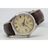 Gentleman's Rolex Oyster Date Precision, cream dial with baton hour markers, stainless steel case,