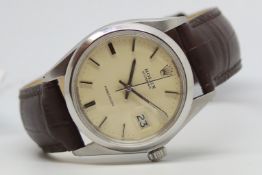 Gentleman's Rolex Oyster Date Precision, cream dial with baton hour markers, stainless steel case,