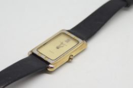 Ladies Favre Leuba Wristwatch, rectangular champage dial with roman numeral, gold plated case on