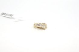 9ct yellow gold snake ring, set with graduating paste stones to the head, weighing approximately 5.