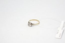 Single stone paste ring, mounted in yellow metal stamped 9ct, weighing approximately 1.7g