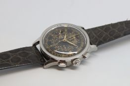 Gentlemen's Tissot Black Gilt Dial Chronograph Wristwatch, circular black gilt dial twin sub dials