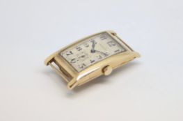 Gentlemen's Walker & Ball 9ct Gold Vintage Wristwatch, rectangular dial with Arabic numerals and a