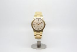 Gents Omega Geneve Date Oversized Vintage Wristwatch, ciruclar white centre second dial with gold