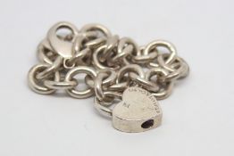 Silver Links of London charm bracelet, T bar clasp, with heart disc