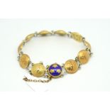 Vintage Sporrong & Co bracelet, ten circular panels depicting an eagle, with a blue enamel clasp,