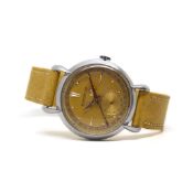 Gentlemen's Jaeger LeCoultre Triple Calendar Oversized Vintage Wristwatch, circular bronze dial with