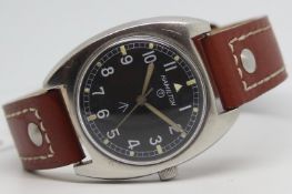 Gentlemen's Hamilton Military Crows Foot Vintage Wristwatch, circular black dial with Arabic
