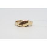 Snake head ring, garnet set eyes, engraved body detail, stamped and tested as 9ct, ring size R