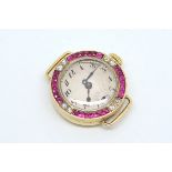 Ladies' ruby and diamond watch, circular dial with Arabic numerals, with a French cut ruby and round