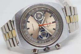 Gentlemen's Tissot Seastar Chronograph Vintage Valjoux Wristwatch, circular two tone shivered dial