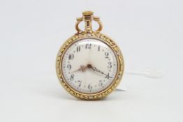 B.Poiteven Mini Gold Pocket Watch, circular white dial with Arabic numerals and outer minute