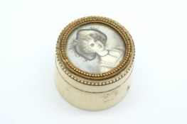 Ivory trinket box, with a hand painted portrait of a lady on the lid