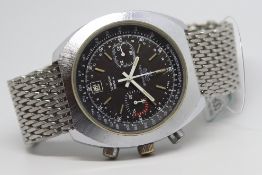 Gentlemen's Meister Anker Valjoux Vintage Chronograph Wristwatch, circular black dial with baton