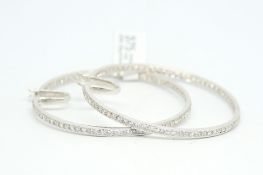 Antonini Gioielli diamond set hoop earrings, round brilliant cut diamonds set to the half hoop,