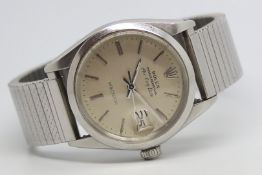 Gentlemen's Rolex Precision Air King Date Vintage Wristwatch, circular white centre second dial with