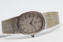 Ladies' Omega De Ville Vintage Wristwatch, oval silver dial with baton hour markers in a 23mm