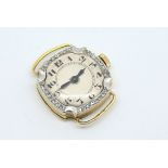 Ladies' Art Deco diamond watch, silvered dial with Arabic numerals, rose cut diamond surround,