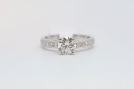 Diamond ring, round brilliant cut diamond weighing an estimated 1.04ct, with round brilliant cut