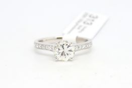 Diamond ring, central round brilliant cut diamond weighing an estimated 1.50ct, with diamond set