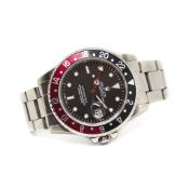 Gentlemen's Rolex GMT Master 2 Wristwatch w/ Box & Papers, circular black center second dial with