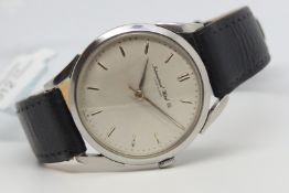 Gentlemen's Oversize IWC, International Watch Co. Vintage Wristwatch, circular textured silvered