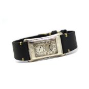 Gentlemen's Rolex Silver Prince Vintage Wristwatch, rectangular two tone dial with Arabic numerals