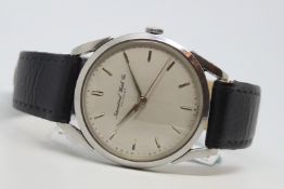 Gentlemen's Oversize IWC, International Watch Co. Vintage Wristwatch, circular textured silvered