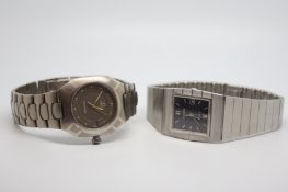 Vintage Omega Seamaster & Bucherer Wristwatches, circular grey dial in 32mm stainless steel case and