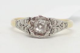 Single stone diamond ring, old cut diamond weighing an estimated 0.25ct, illusion set, with bright