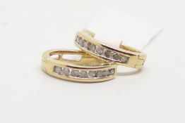 Diamond half hoop earrings, in yellow metal stamped 10ct