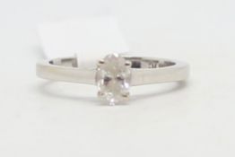 Single stone diamond ring, oval cut diamond weighing an estimated 0.51ct, estimated colour and