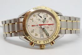 Gentlemen's Bi Metal Omega Speedmaster Chronograph Wristwatch, circular dial with 3 subsidiary dials