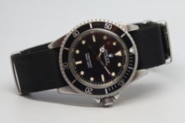 Gentlemen's Vintage Rolex Submariner Wristwatch, circular black dial with lollipop and Mercedes