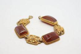 Gilt metal and glass bead bracelet