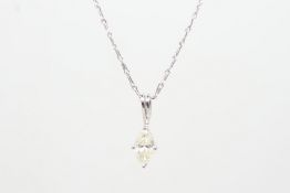 Single stone diamond pendant, marquise cut diamond weighing an estimated 0.96ct, in 18ct white gold