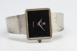 Gentlemen's Cyma Flamingo Vintage Wristwatch, square black dial with dagger hour and minute hands,