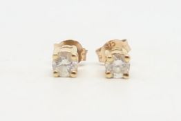 Single stone diamond ear studs, estimated total diamond weight 0.40ct, estimated colour and